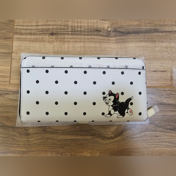 DisneyxKate Spade Minnie Mouse tote reversible black polka dot+matching wallet - Picture 4 of 12